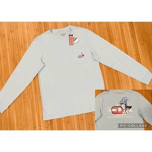 Vineyard Vines Girl's SkiIng Whale Blue Long Sleeve T-Shirt Large 16 NWT